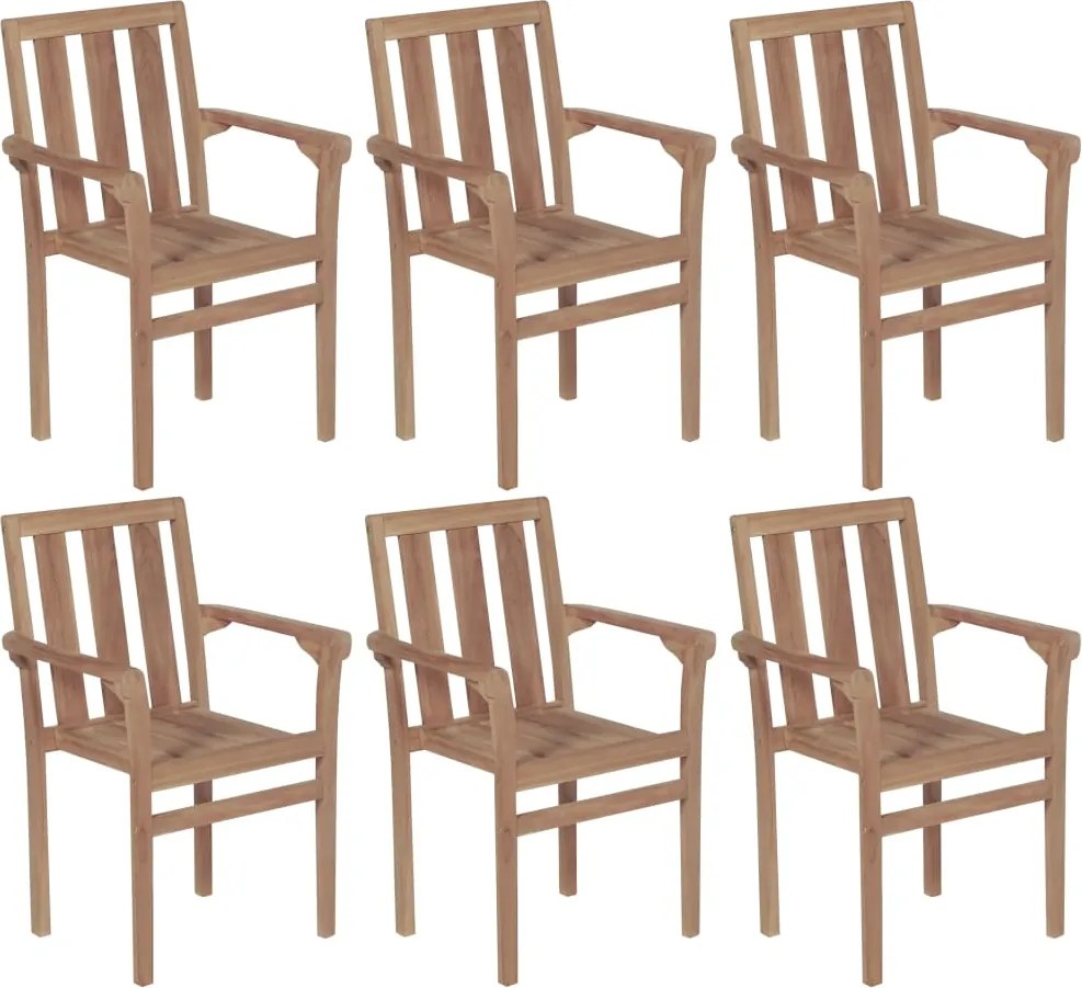vidaXL Cadeiras de jardim empilháveis 6 pcs madeira de teca maciça