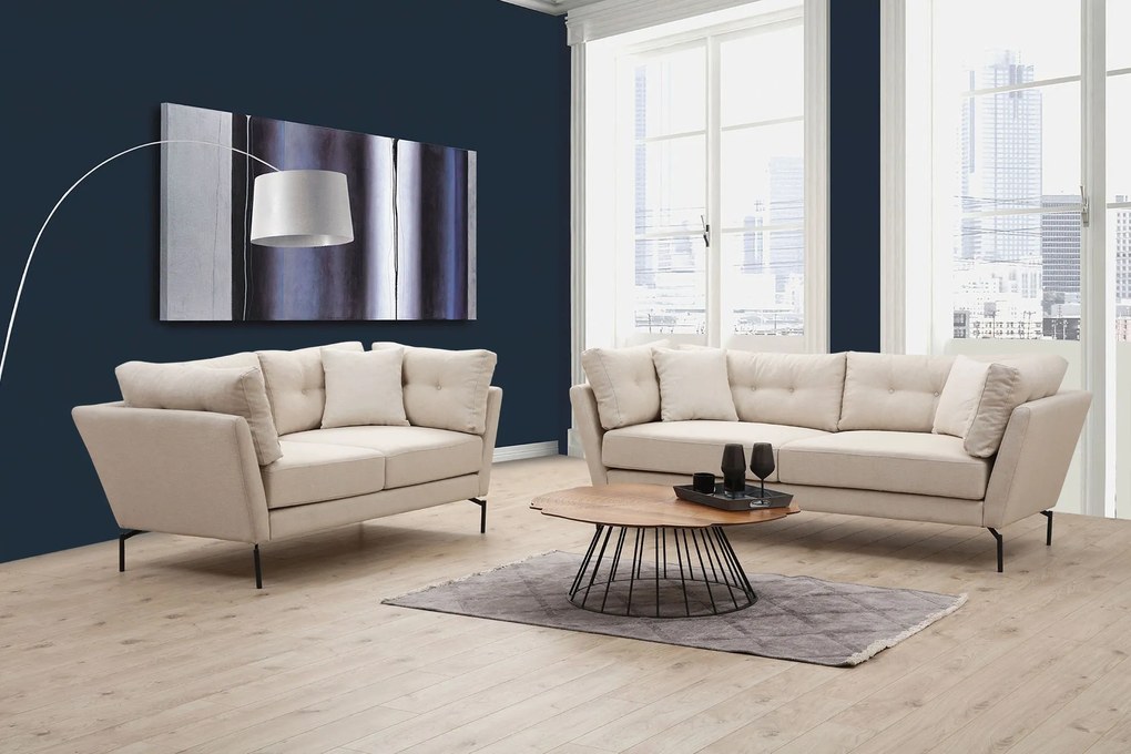 Sofá de 3 Lugares Mapa – Creme – 214 cm x 90 cm x 84 cm
