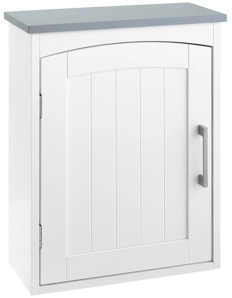 Kleankin Armário WC Suspenso Armário de Remédios Armário de Parede para Banheiro Porta Prateleira Ajustável 41x18,5x52 cm MDF Branco | Aosom Portugal