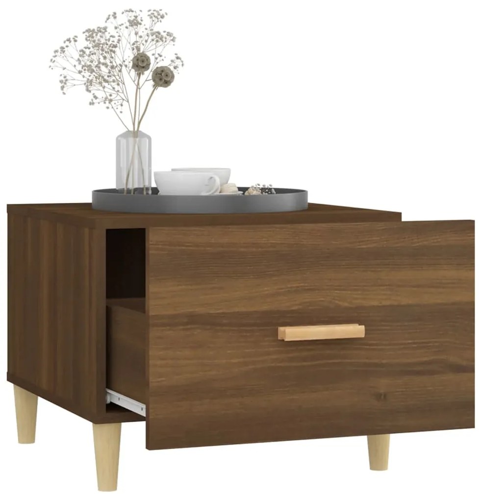 Mesa centro 2 pcs 50x50x40 cm madeira proc. carvalho castanho