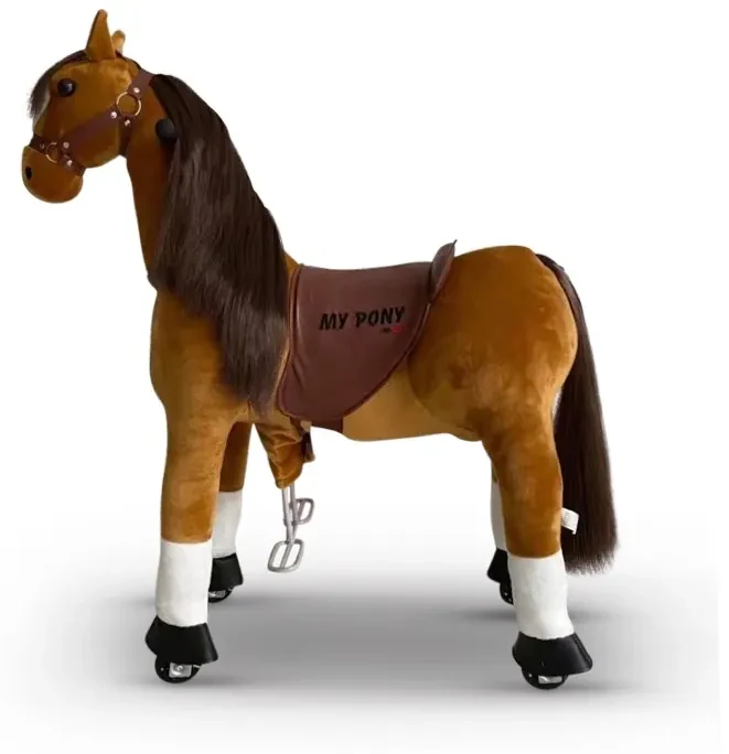 vidaXL Cavalo de montar em peluche castanho escuro XXL