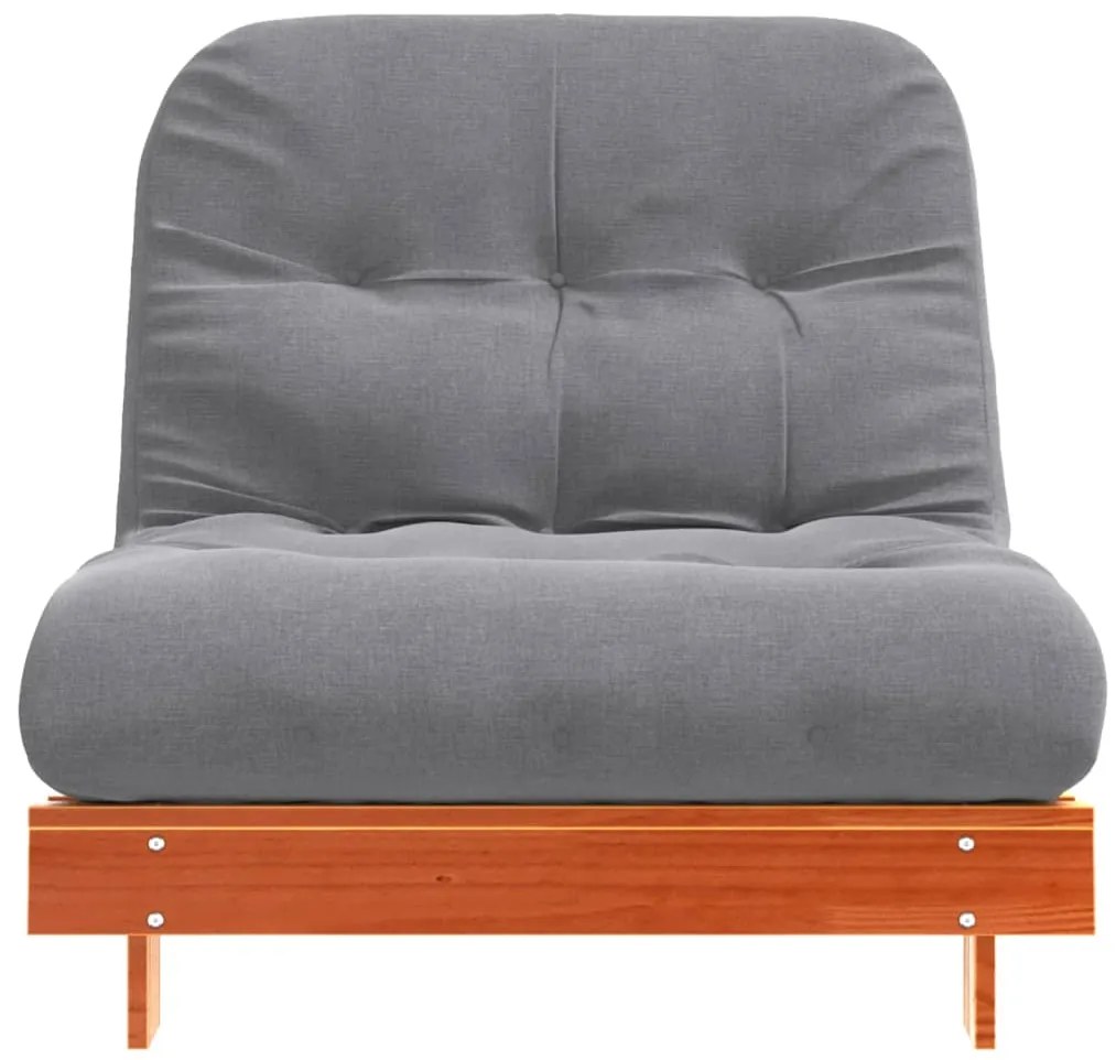 Sofá-cama futon c/ colchão madeira de pinho maciça castanho-mel