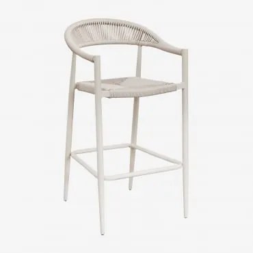 Pack De 4 Bancos Altos Em Alumínio E Rattan Sintético Amatria Tapioca Bege & ↑75 Cm - Sklum