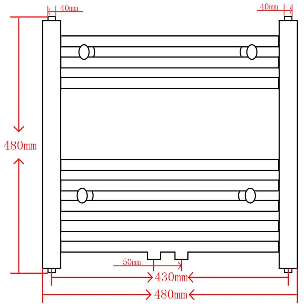 Aquecedor toalhas casa de banho liso 480 x 480 mm preto