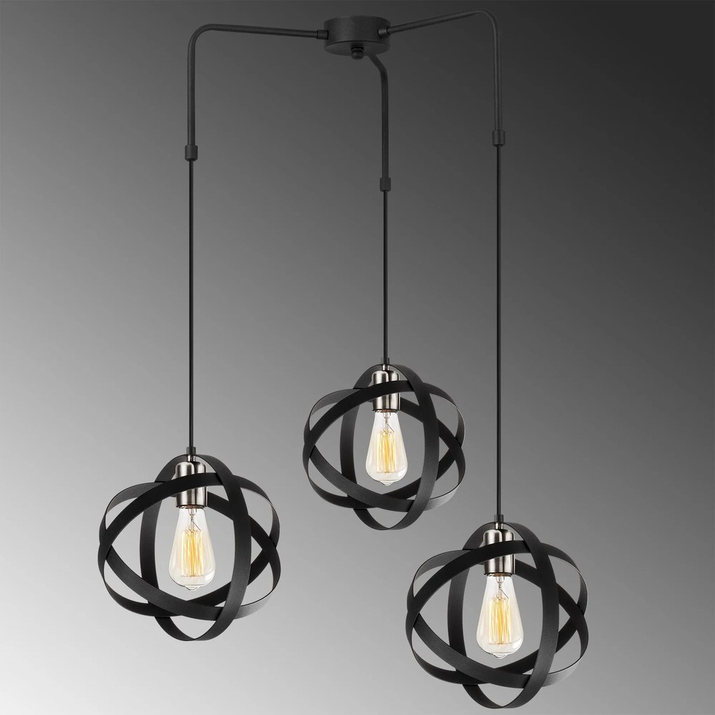 Chandelier Gezegen – Preto Níquel – 53 cm diâmetro, 100 cm altura