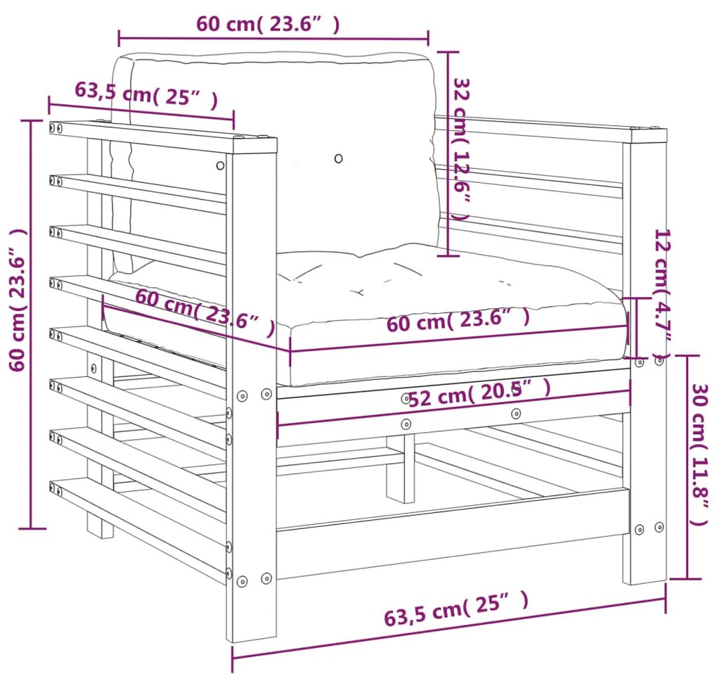 Cadeiras de jardim c/ almofadões 2 pcs pinho maciço cinzento