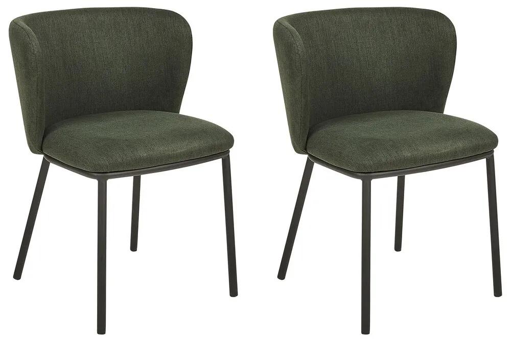 Conjunto de 2 cadeiras de jantar em tecido verde escuro MINA Beliani