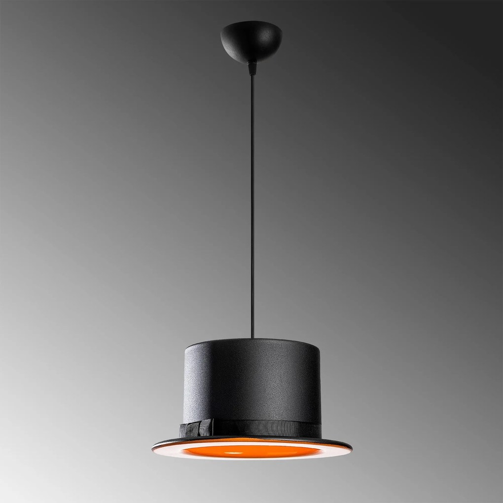 Candeeiro de Teto Fotr Sivani – Preto e Laranja – 30 cm de Diâmetro, 1