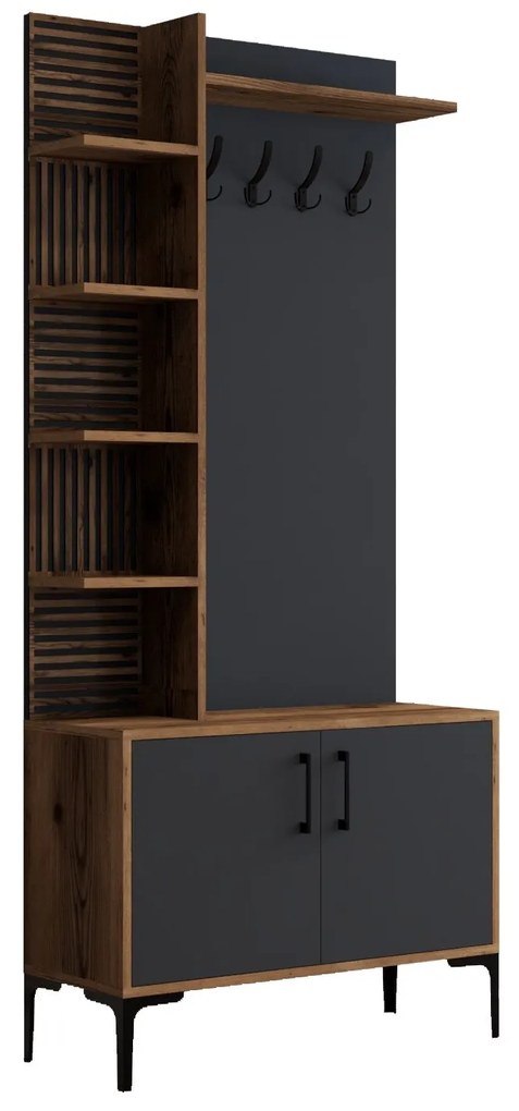 Hall Stand Viyana D – Nogueira Antracite – 90x200x35 cm