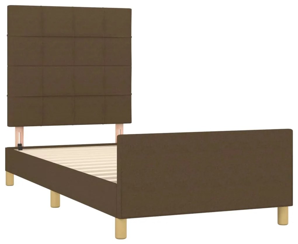 Estrutura de cama sem colchão 90x200 cm tecido castanho-escuro