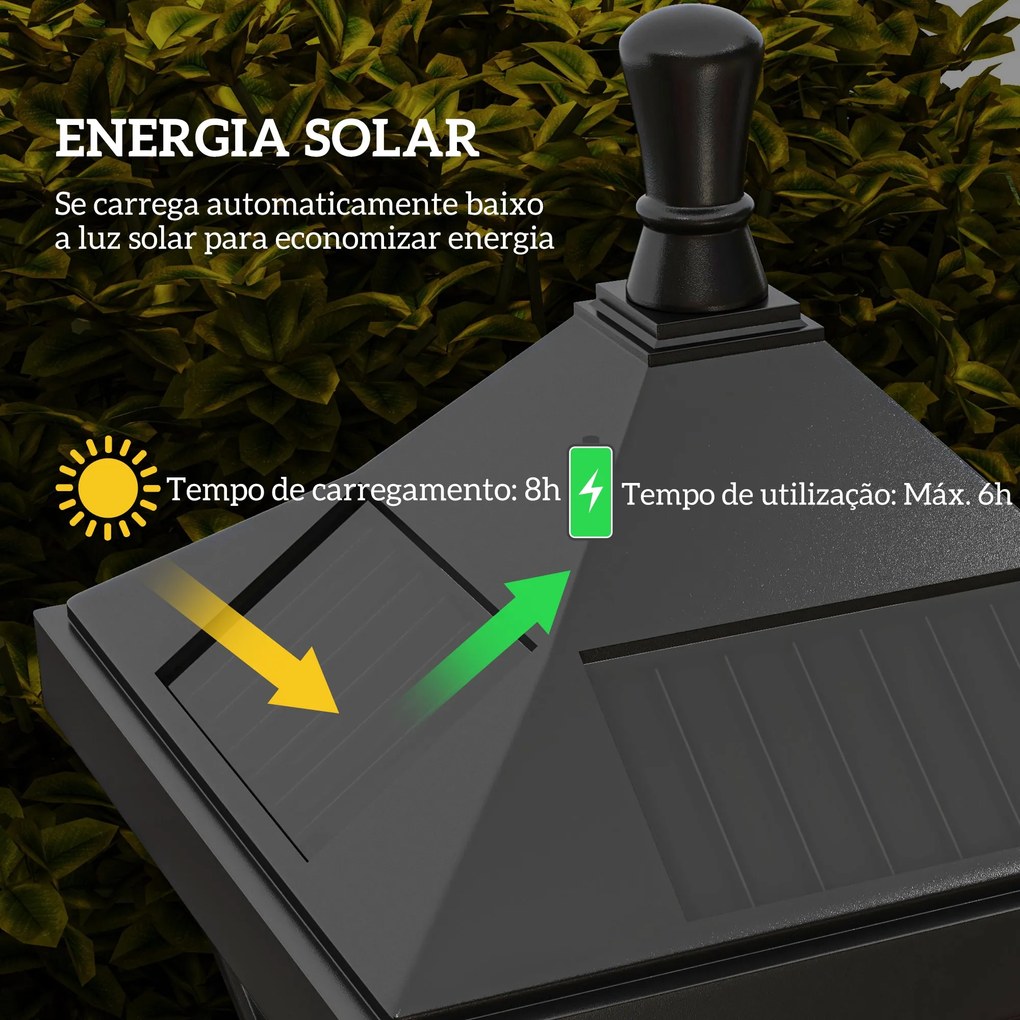 Candeeiro Solar de Jardim Candeeiro com Painel Solar Liga e Desliga Au