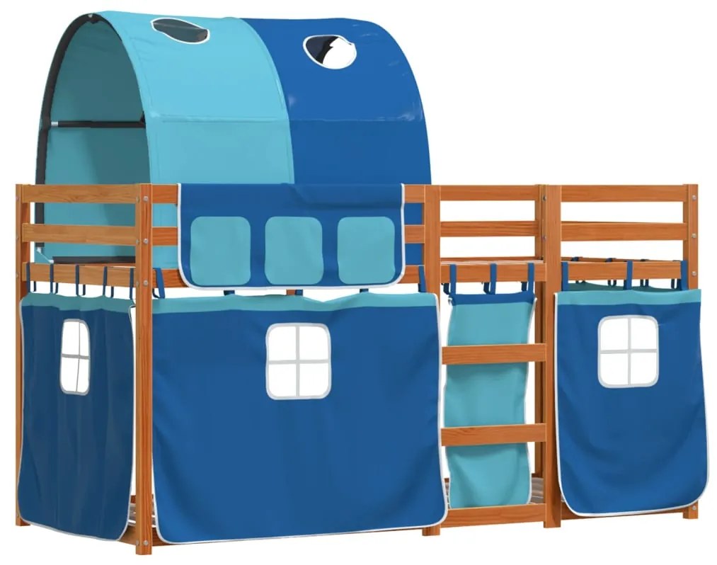 Beliche com cortinas 75x190 cm madeira de pinho maciça azul