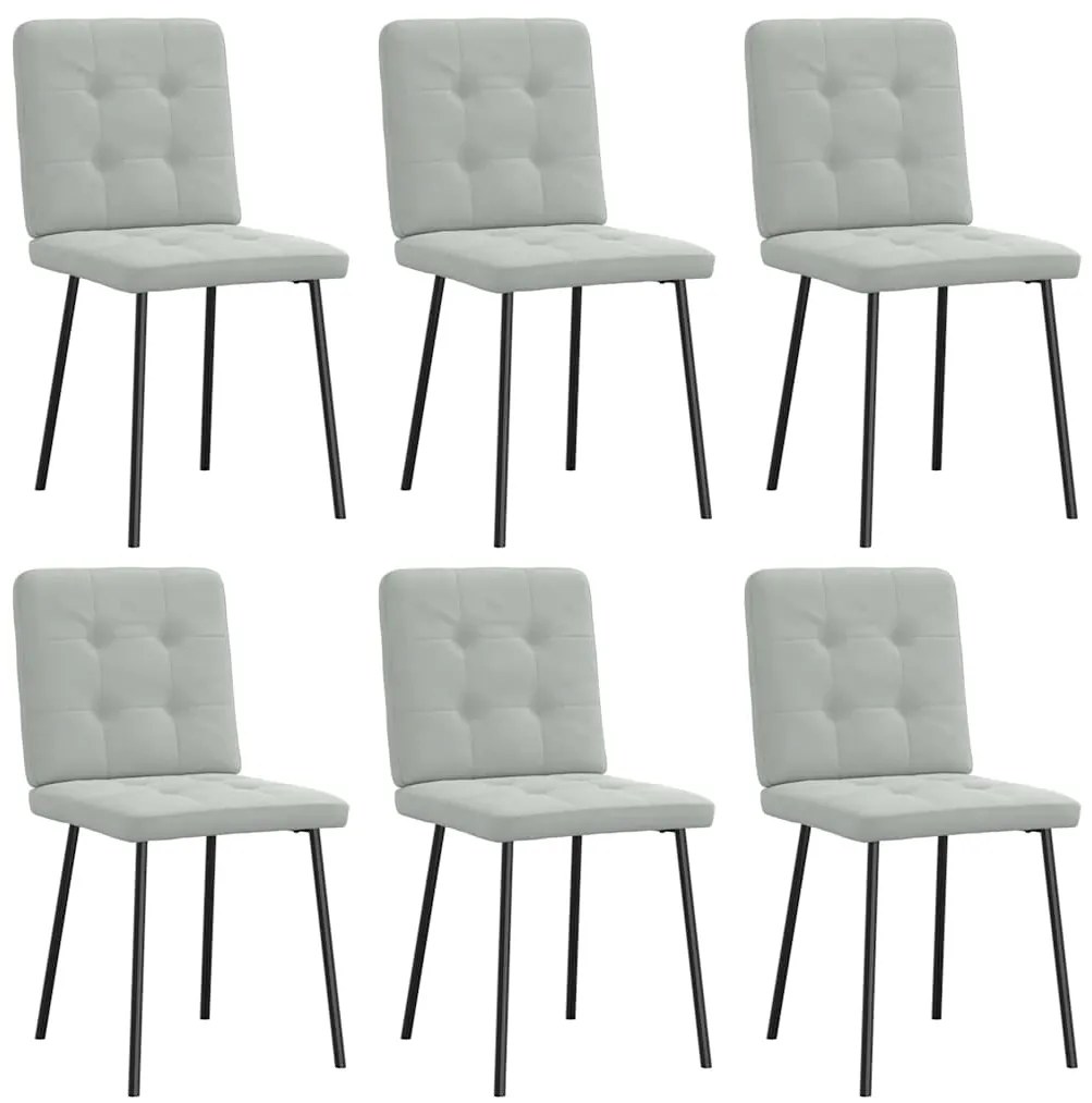 Cadeiras de jantar 6 pcs veludo cinzento-claro