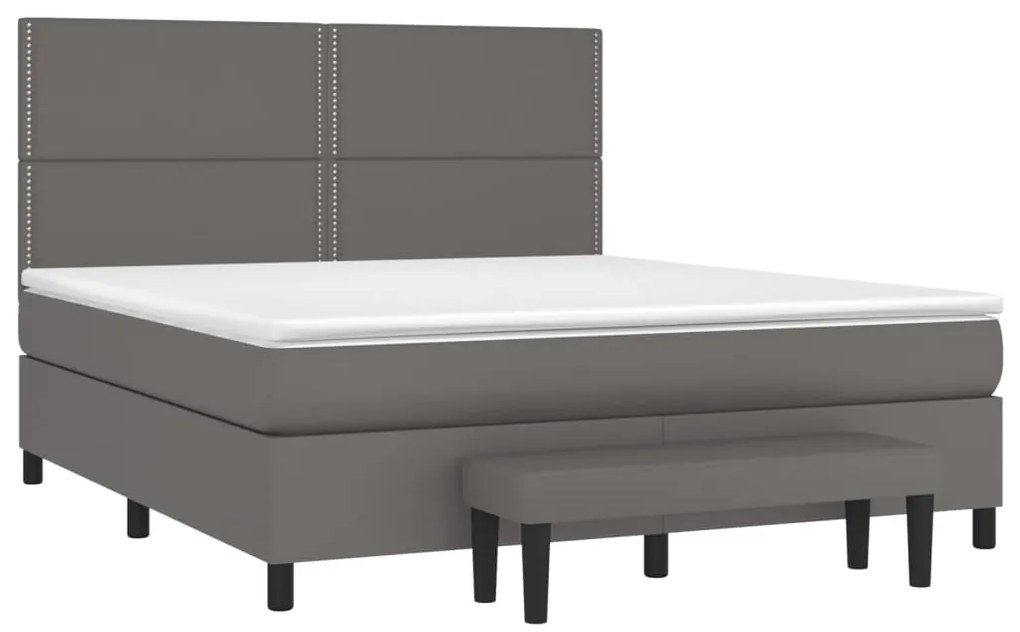 Cama com molas/colchão 180x200 cm couro artificial cinza
