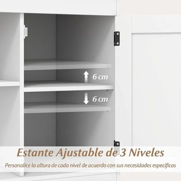 Mesa apoio, mesa cabeçeira Rústica 60 x 60 x 61 cm com Estação de Carregamento, com Porta Deslizante para Quarto e Sala Branco + Natural