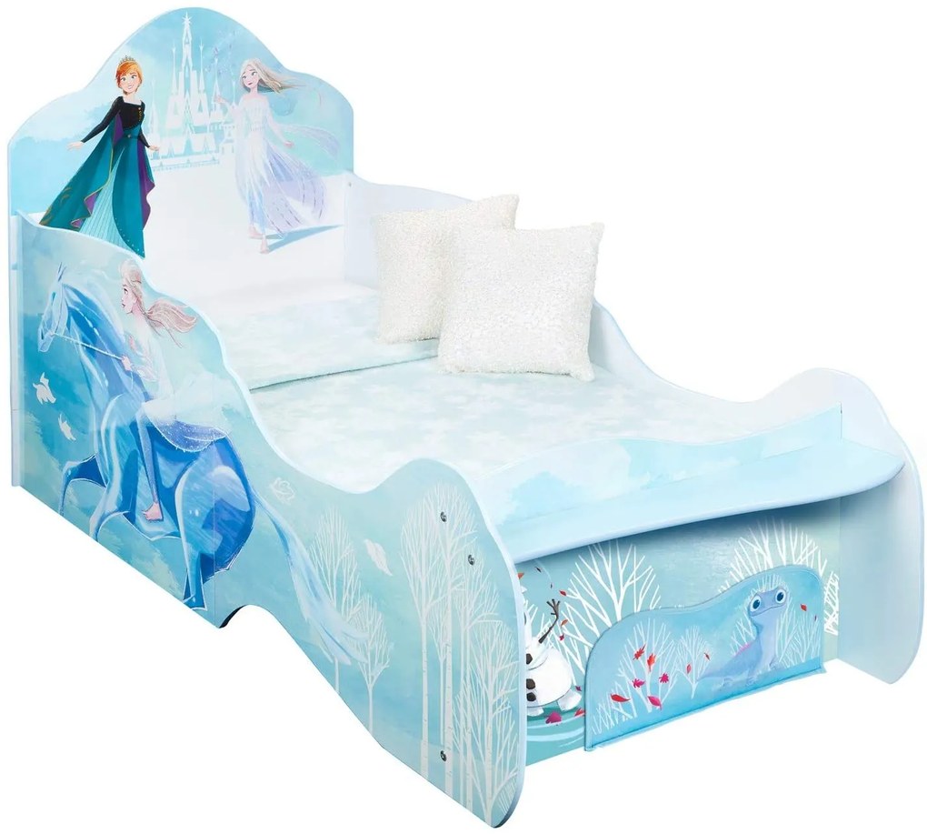 CAMA INFANTIL DE TRENÓ FROZEN 2 CRIANÇA COM COLCHÃO E ALMOFADA 85x73x158 cm