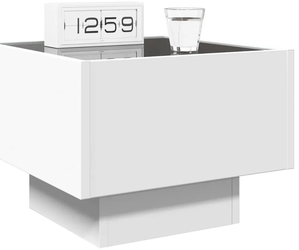 Mesa de cabeceira com luzes LED Infinity 40x40x30 cm branco