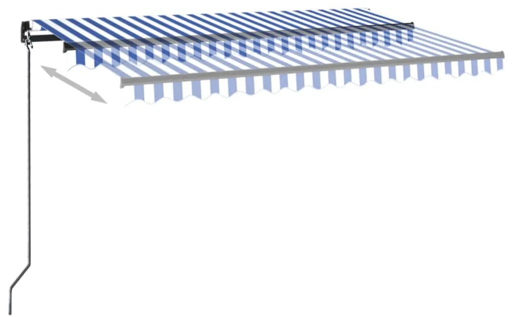 Toldo automático LED e sensor de vento 400x350 cm azul e branco