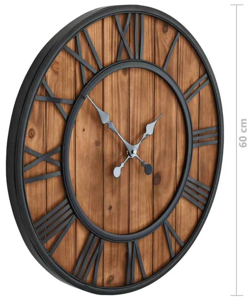 Relógio de parede c/ movimento quartzo madeira e metal 60cm XXL