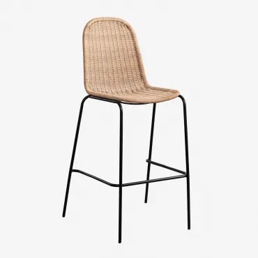 Banqueta Alta Empilhável De Vime Reiven Preto & ↑75 Cm - Sklum