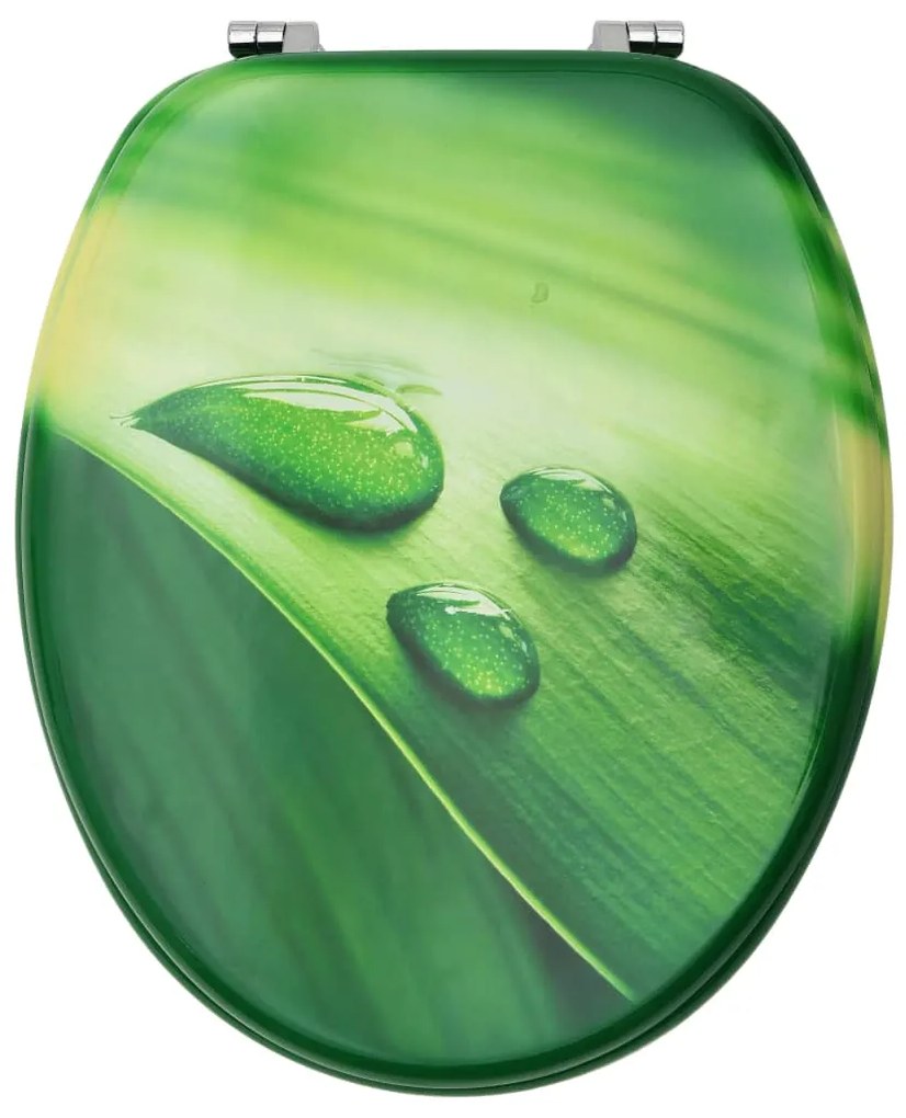 Assentos sanita com tampas 2 pcs MDF design gotas água verde