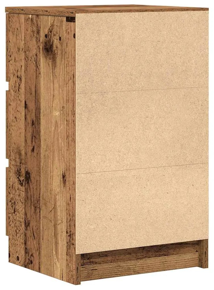 Mesa de cabeceira com 3 gavetas 39x35x65 cm madeira velha