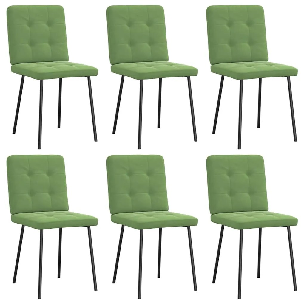 Cadeiras de jantar 6 pcs veludo verde-claro