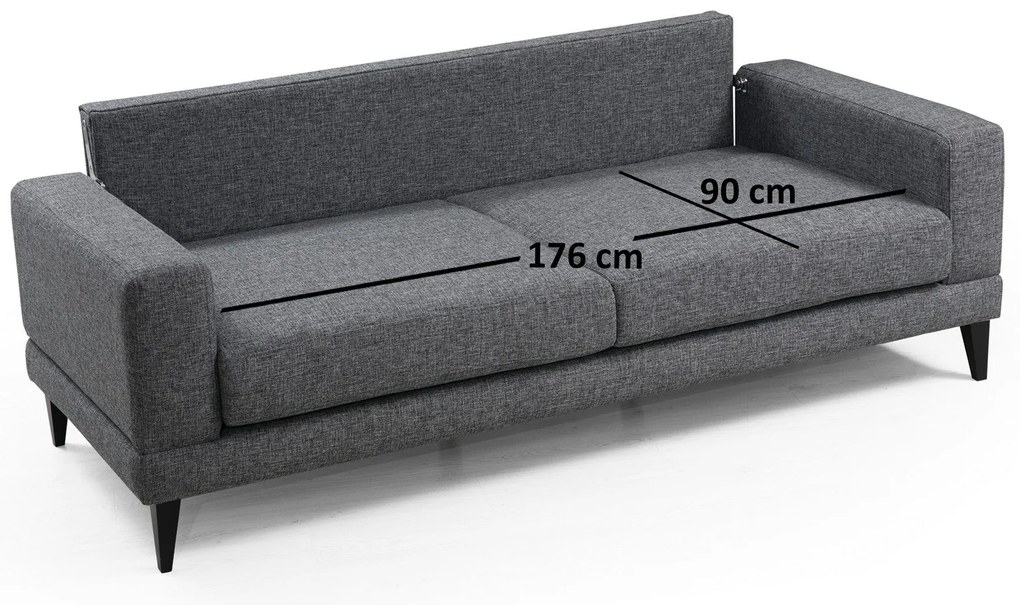 **** Sofá-Cama 3 Lugares Nordic – Cinzento Escuro – 210x90x85 cm
**