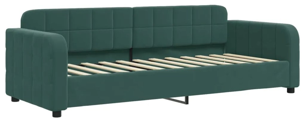 Sofá-cama com colchão 80x200 cm veludo verde-escuro