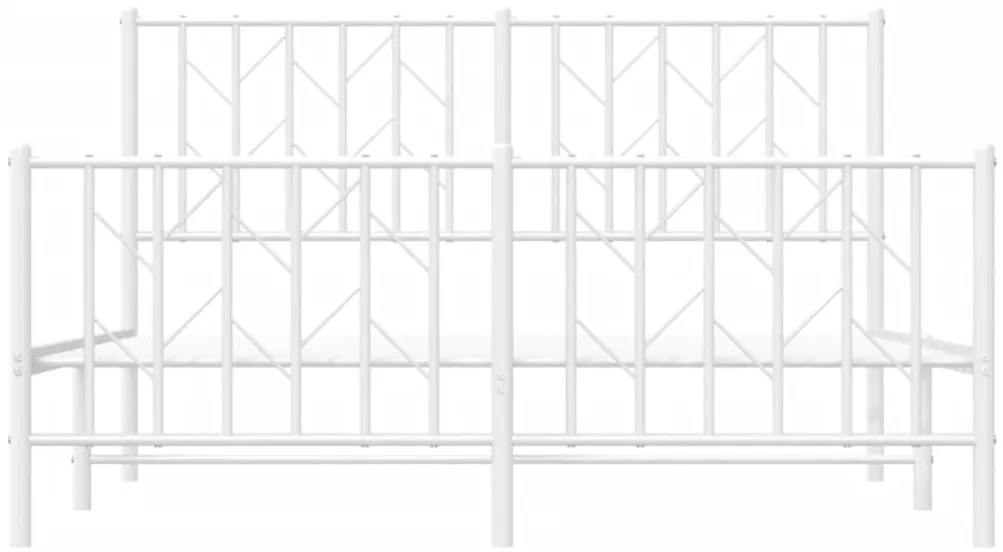 Estrutura de cama com cabeceira e pés 140x190 cm metal branco