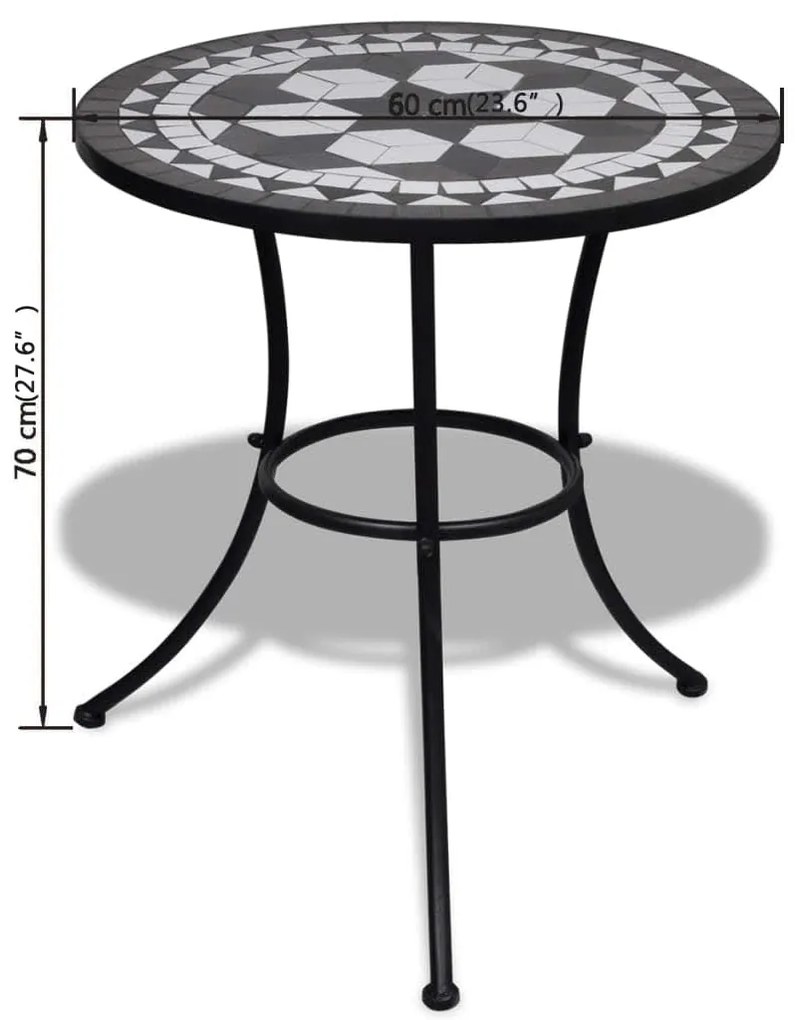 Conjunto bistrô azulejos de cerâmica 3 pcs preto e branco