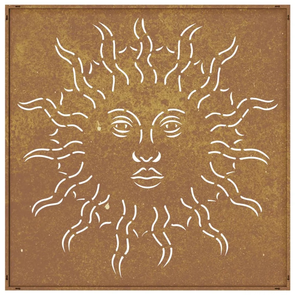 Decoração p/ muro de jardim 555x55 cm aço corten design sol