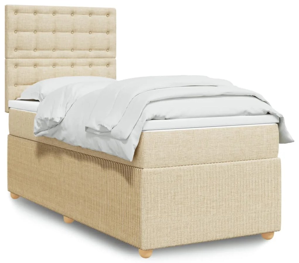 Cama com molas/colchão 90x190 cm tecido cor creme