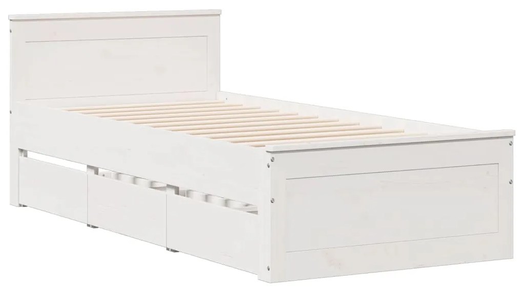 Cama com estante sem colchão 100x200 cm pinho maciço branco