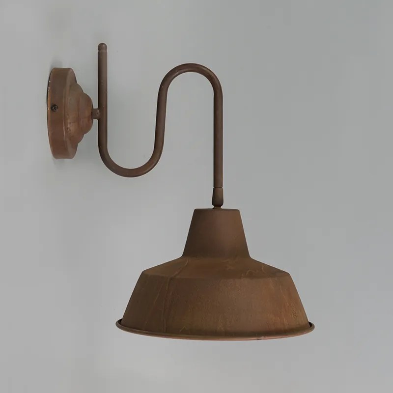 Candeeiro de parede industrial ferrugem com interior dourado - Factory Country / Rústico