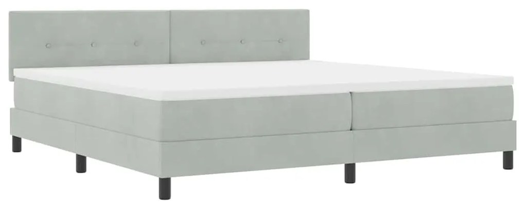 Cama Box Spring vidaXL com Colchão e Luz LED Cinza Claro 200x200 cm Ve