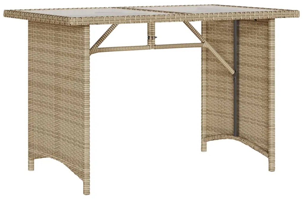 Mesa de jardim com tampo de vidro 110x68x70 cm vime PE bege