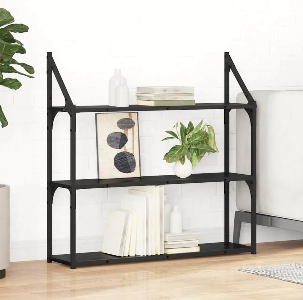 vidaXL Prateleira de Parede Carvalho Preto 80 x 21 x 78,5 cm