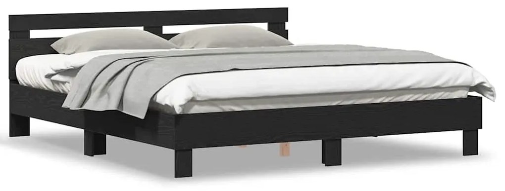 Estrutura da Cama com cabeceira Carvalho Preto 180 x 200 cm