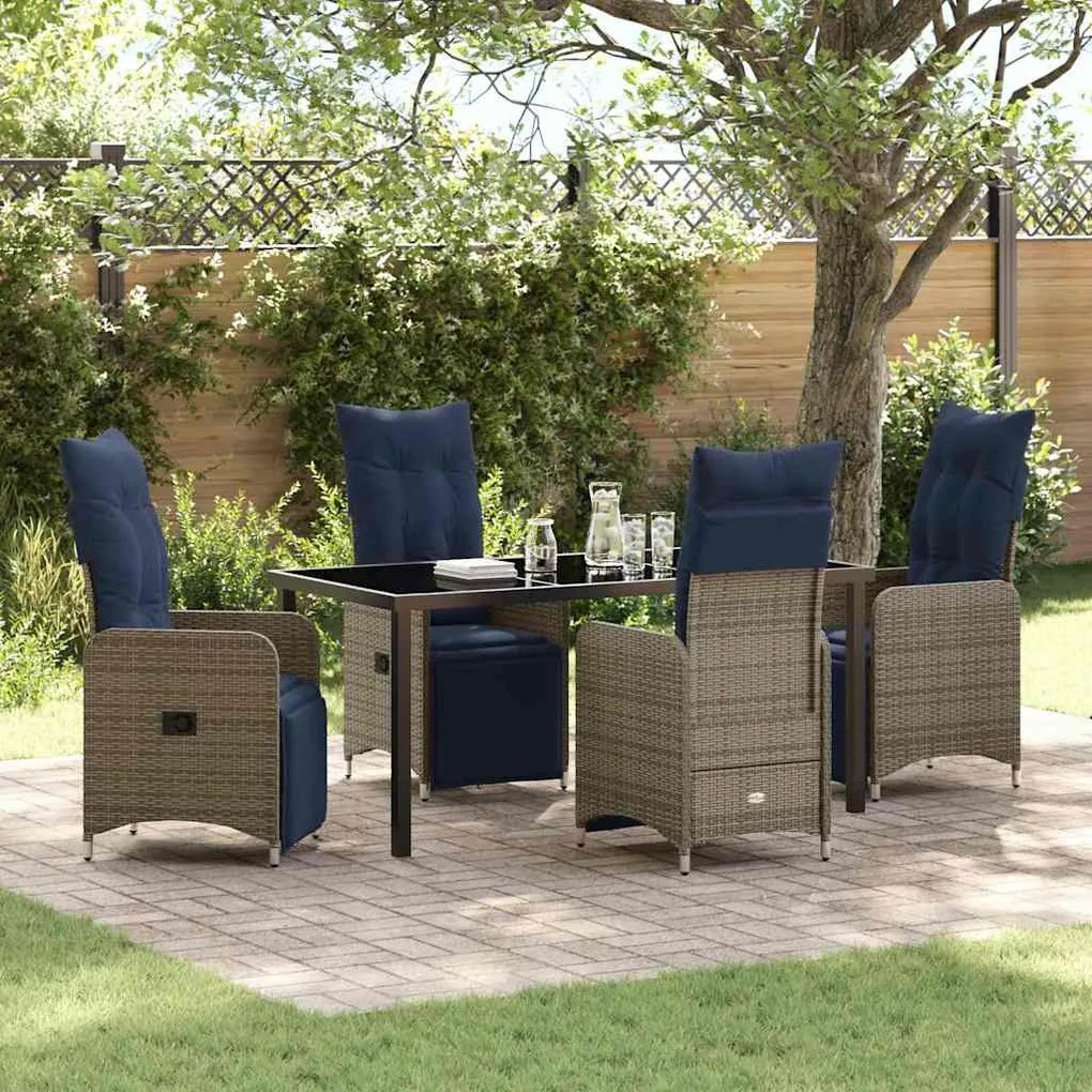 vidaXL Conjunto de Mesa e Cadeiras 5 pcs Cinzeto Rattan de PE