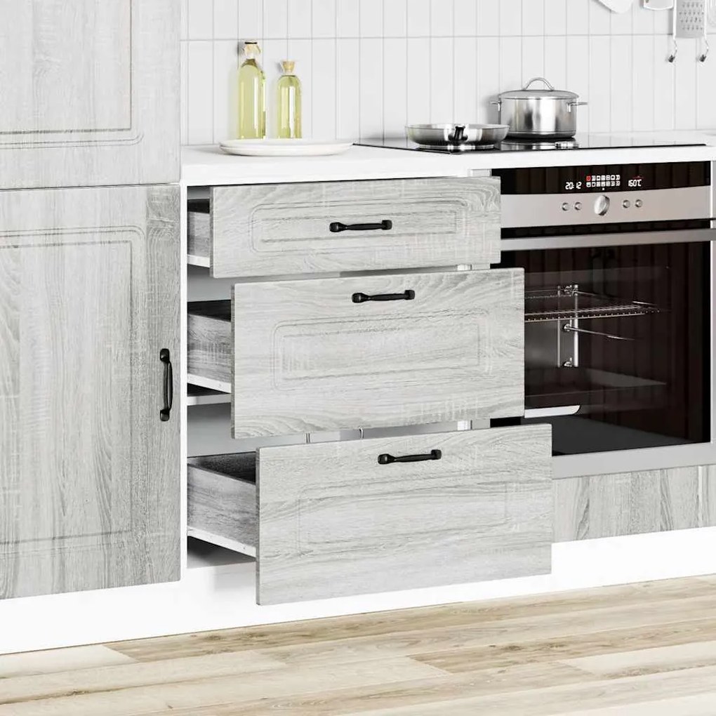 Armário baixo cozinha Kalmar madeira engenharia sonoma cinzento