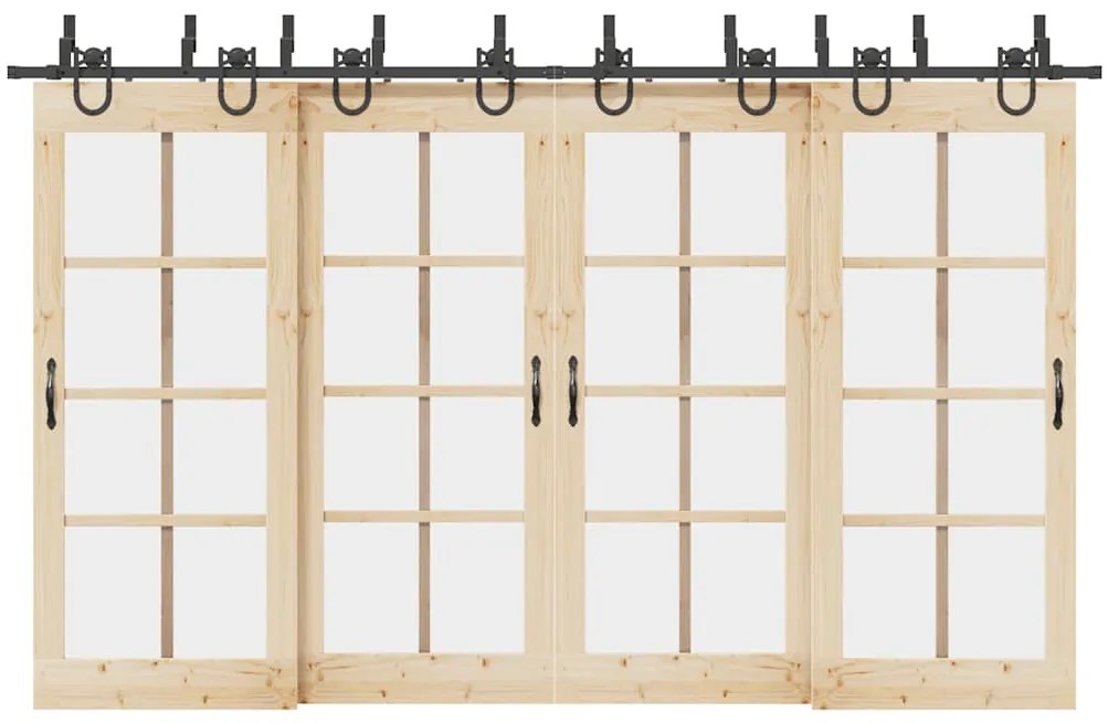 Kit de ferragens para porta deslizante 366 cm aço preto