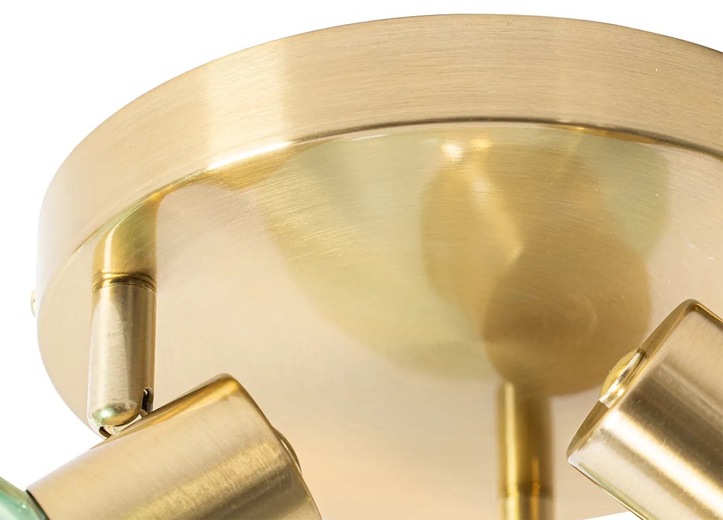 Candeeiro de teto Art Deco dourado com vidro verde 3 luzes - VIDRO Art Deco