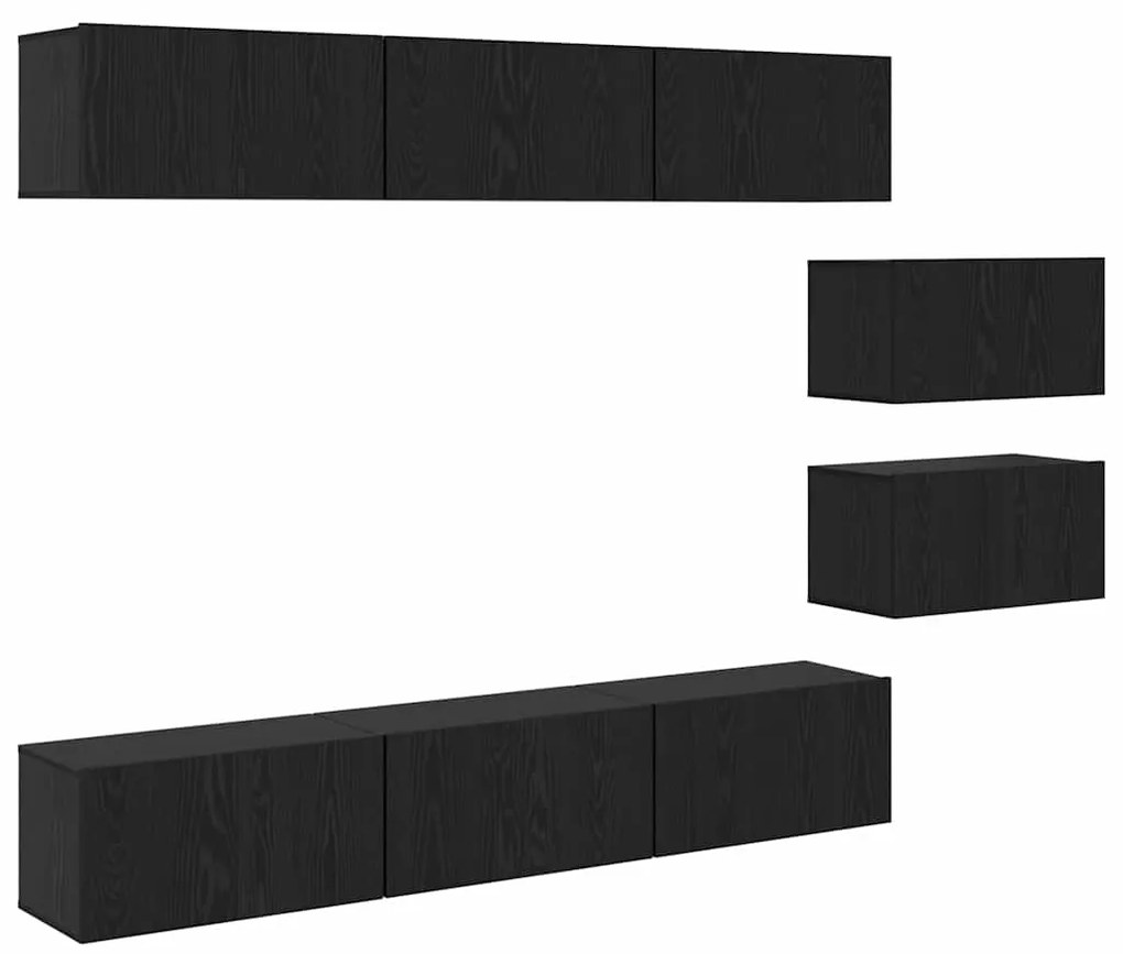 Conjunto de móvel de TV 8 pcs Carvalho preto 60 x 30 x 30.5 cm