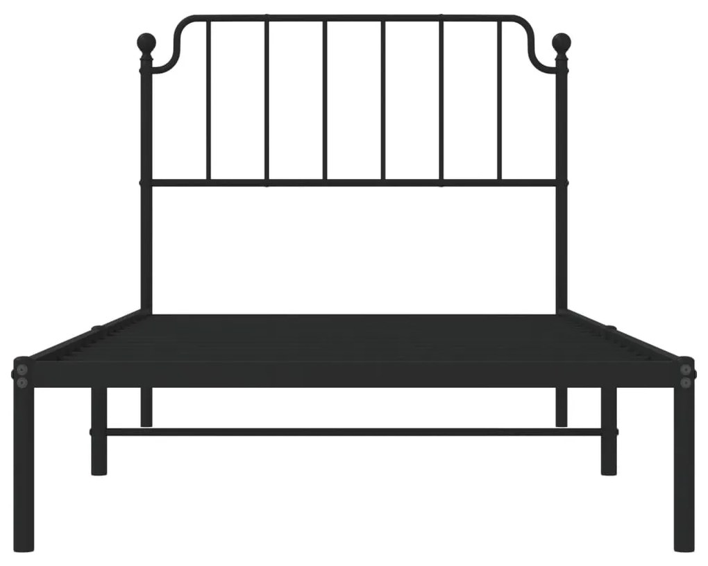 Estrutura de cama com cabeceira 100x200 cm metal preto