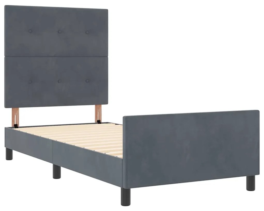 Estrutura de Cama vidaXL Cinza Escuro 80x200 cm Veludo