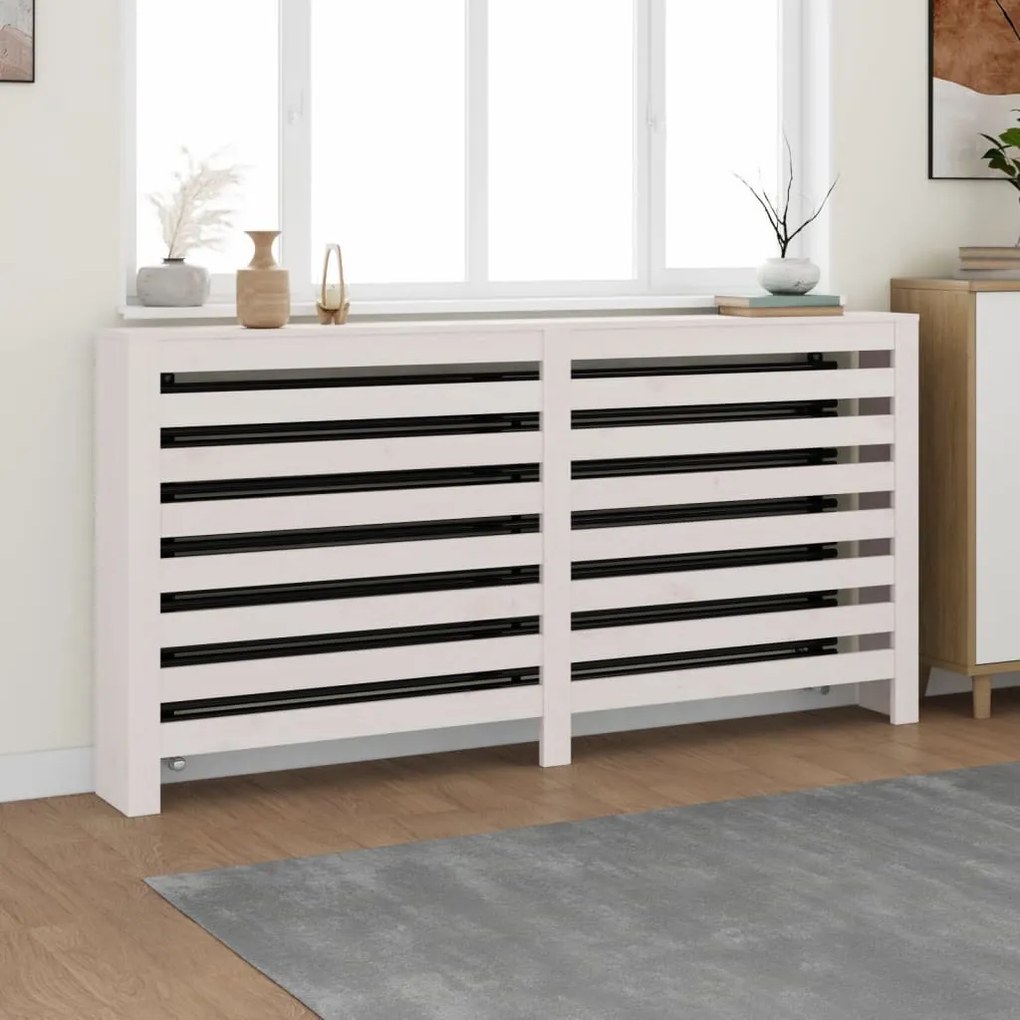 vidaXL Cobertura de radiador 169x19x84 cm pinho maciço branca
