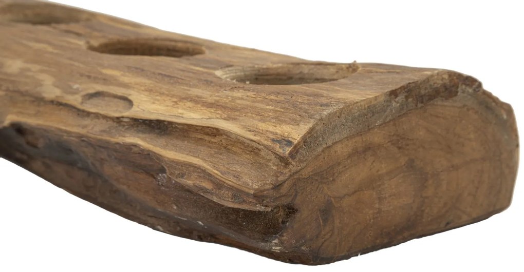 Castiçal em Madeira Teca Reciclada – 51x14x6 cm