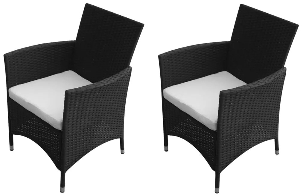 vidaXL Cadeiras de jardim 2 pcs vime PE preto
