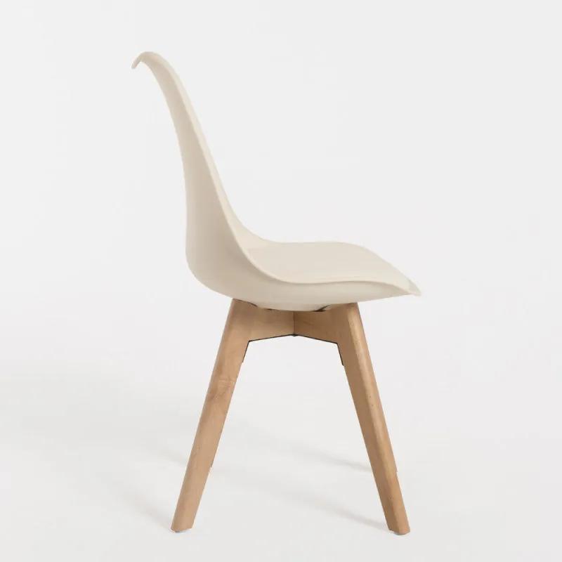 Cadeira Lena com Assento Almofadado - Creme - Design Nórdico